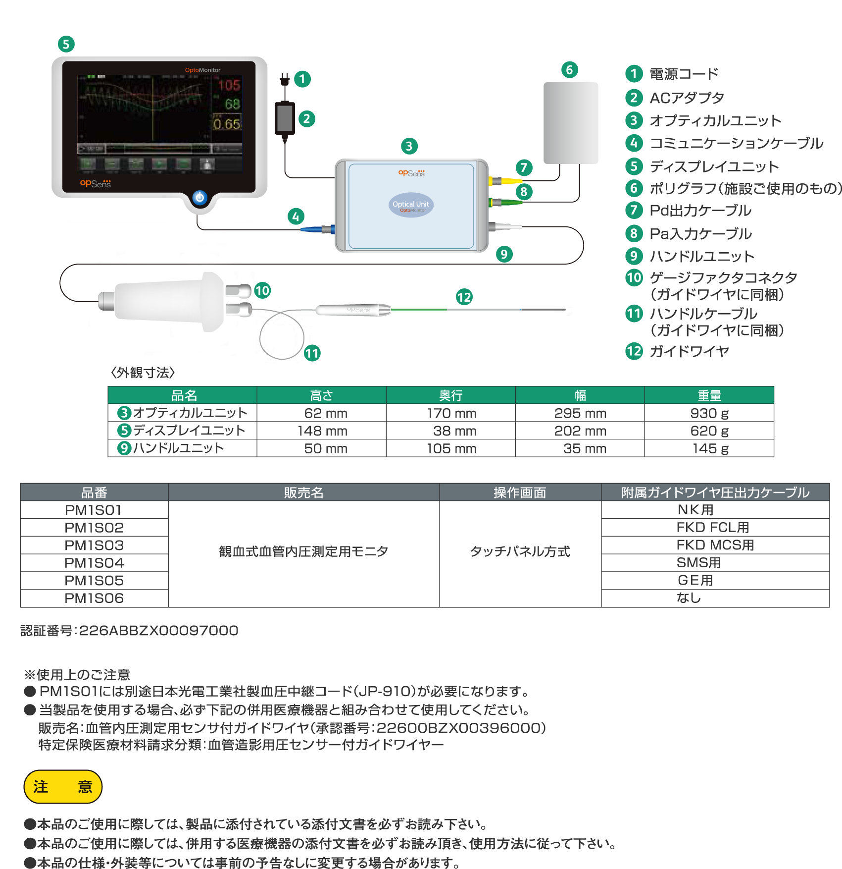 観血式血管内圧測定用モニタ OptoMonitor<sup>®</sup>仕様